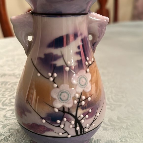 Cherry Blossom purple and peach Lusterware Vase - Picture 3 of 8